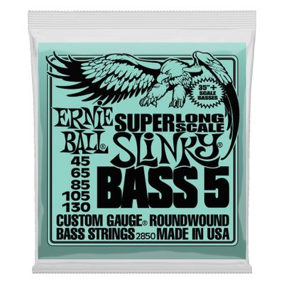 Ernie Ball 2850 5 String Extra Long Scale Slinky Nickel elbassträngar