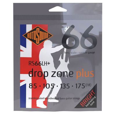 Rotosound RS66LH+ Swing Bass 66 elbassträngar Drop Zone, rostfritt stål 85–175, custom