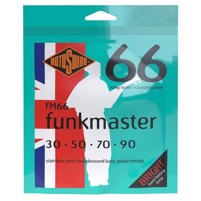 Rotosound FM66 elbassträngar Funkmaster, rostfritt stål 30–90, custom