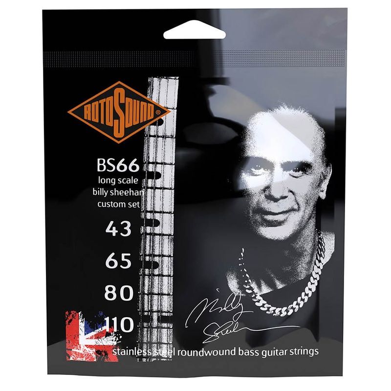 Rotosound BS66 elbassträngar, rostfritt stål 43–110, custom