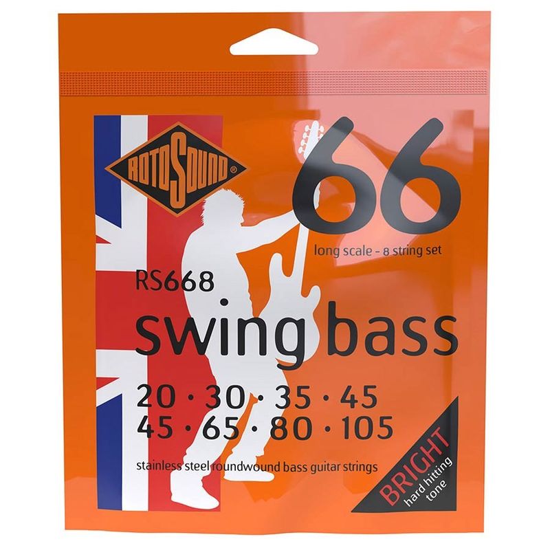 Rotosound RS668 Swing Bass 66 elbassträngar 8-strängad, rostfritt stål 45–105, standard