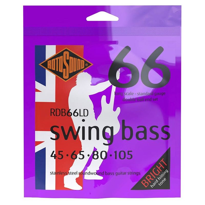 Rotosound RDB66LD Swing Bass 66 elbassträngar, rostfritt stål 45–105, standard, dubbel kulände