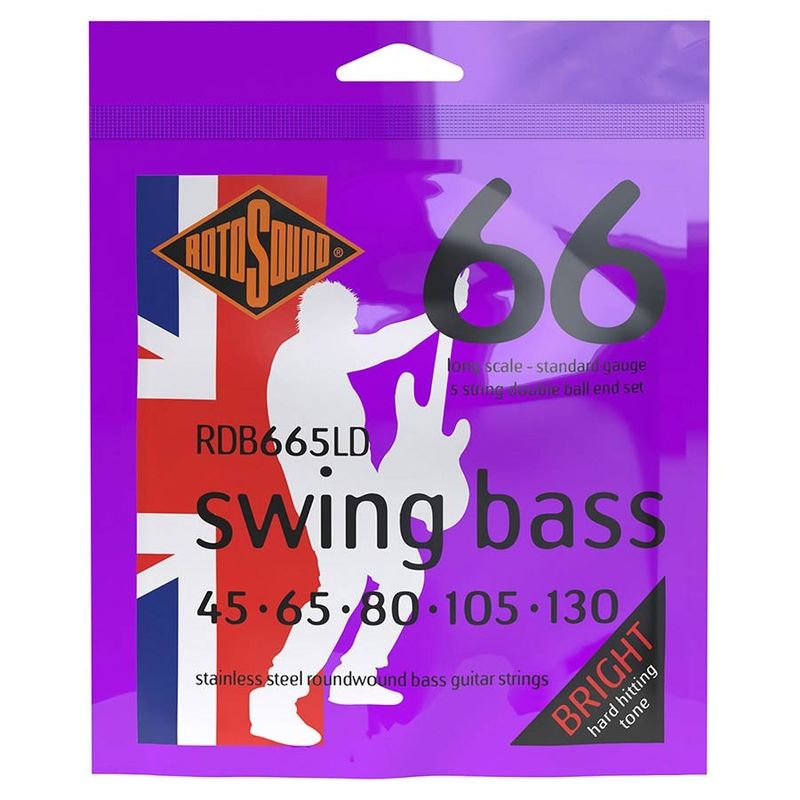 Rotosound RDB665LD Swing Bass 66 elbassträngar 5-strängad, rostfritt stål 45–130, standard, dubbel kulände