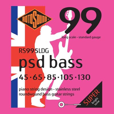 Rotosound RS995LDG elbassträngar 5-strängad, rostfritt stål 45–130, standard