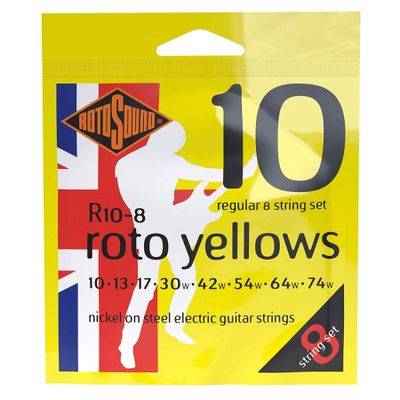 Rotosound R10-8 elgitarrsträngar 8-strängad, nickel 10–74, light