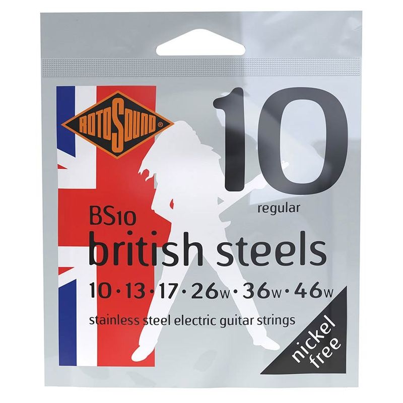 Rotosound BS10 British Steels elgitarrsträngar, rostfritt stål 10–46, regular