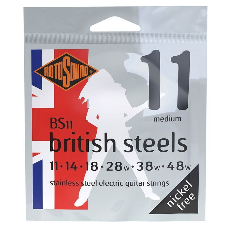 Rotosound BS11 British Steels elgitarrsträngar, rostfritt stål 11–48, medium