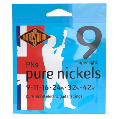 Rotosound PN9 Pure Nickel elgitarrsträngar, ren nickel 9–42, super light