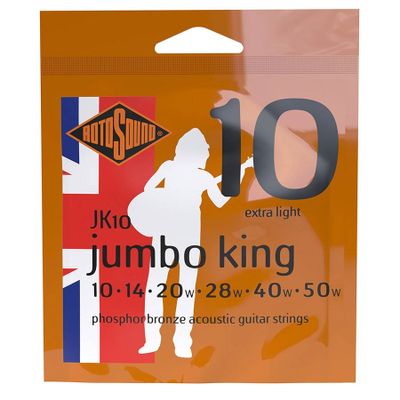 Rotosound JK10 Jumbo King akustiska gitarrsträngar, phosphor bronze 10–50, extra light