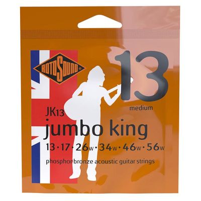 Rotosound JK13 Jumbo King akustiska gitarrsträngar, phosphor bronze 13–56, medium