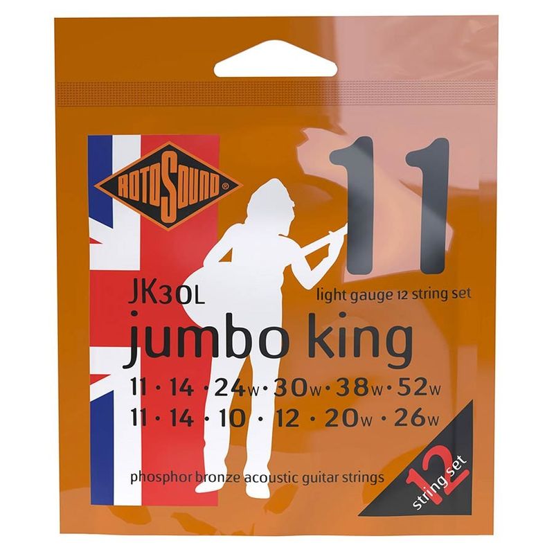 Rotosound JK30L Jumbo King akustiska gitarrsträngar 12-strängad, phosphor bronze 11–52, light