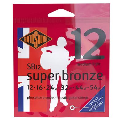 Rotosound SB12 akustiska gitarrsträngar, phosphor bronze 12–54, medium light