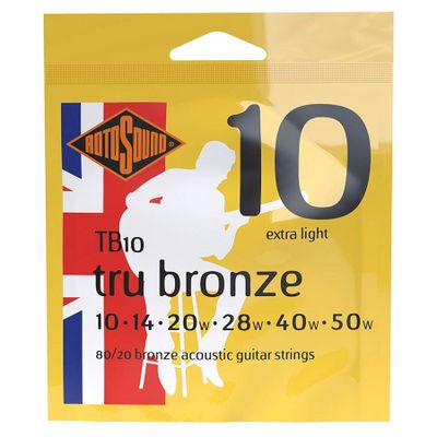 Rotosound TB10 akustiska gitarrsträngar, 80/20-brons 10–50, extra light