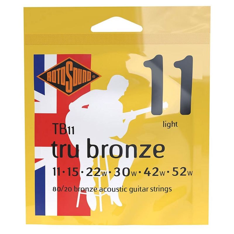Rotosound TB11 akustiska gitarrsträngar, 80/20-brons 11–52, light
