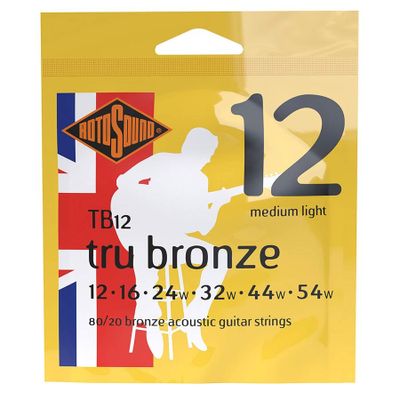 Rotosound TB12 akustiska gitarrsträngar, 80/20-brons 12–54, medium light