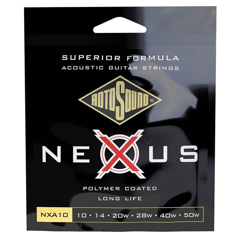 Rotosound NXA10 Nexus akustiska gitarrsträngar, belagd phosphor bronze 10–50, extra light