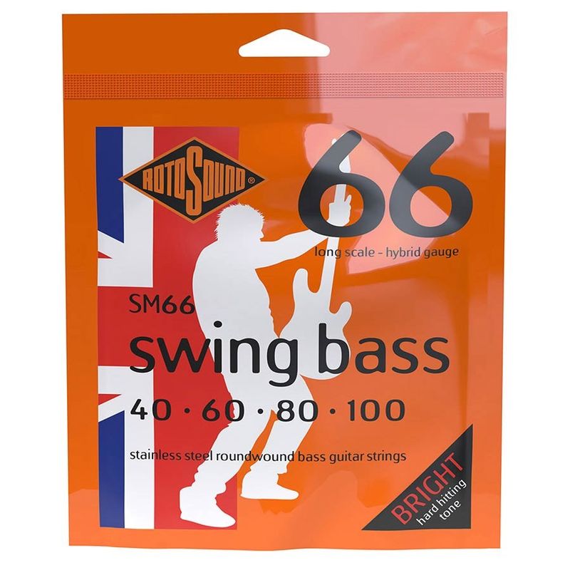 Rotosound SM66 Swing Bass 66 elbassträngar, rostfritt stål 40–100, hybrid