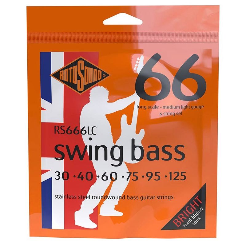Rotosound RS666LC Swing Bass 66 elbassträngar 6-strängad, rostfritt stål 30–125, medium light