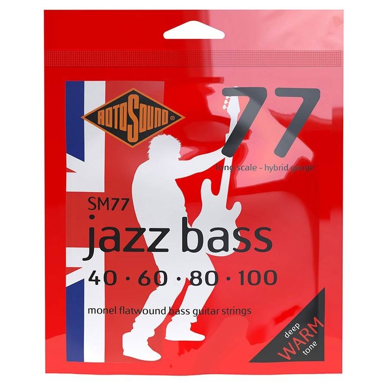 Rotosound SM77 elbassträngar, monel, flatwound 40–100, hybrid