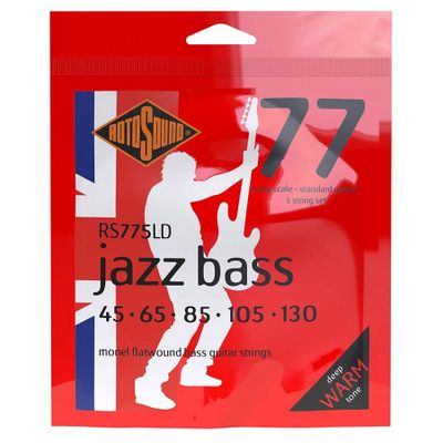 Rotosound RS775LD Jazz Bass 77 elbassträngar 5-strängad, monel, flatwound 45–130, standard