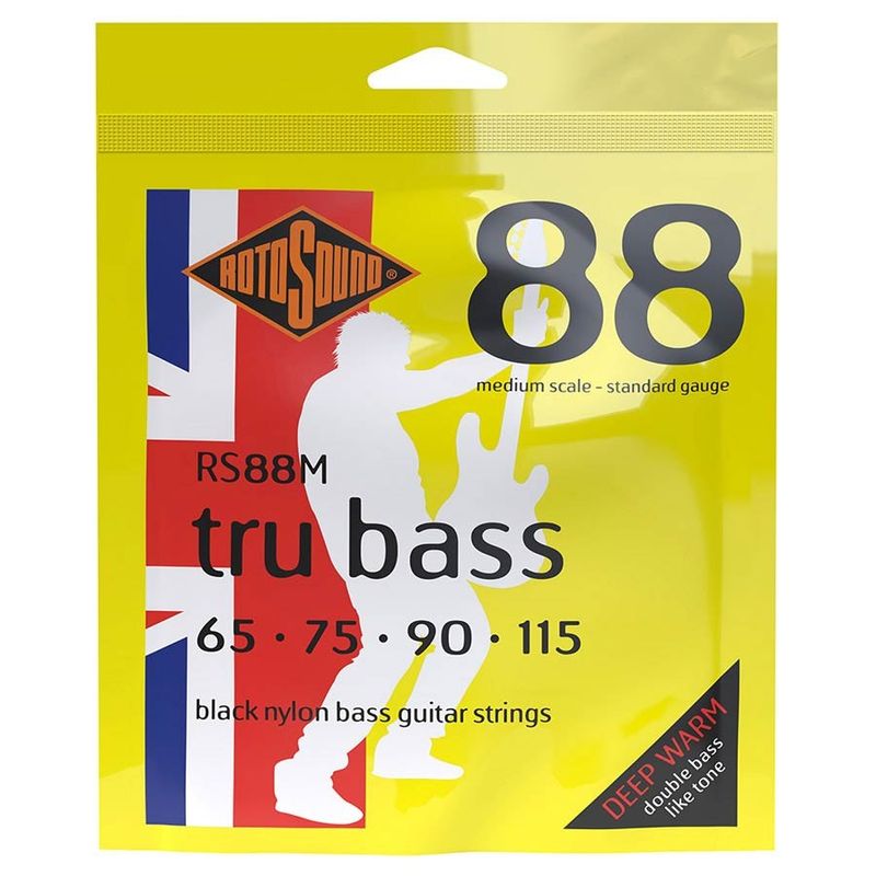 Rotosound RS88M Tru Bass 88 elbassträngar, svart nylon, flatwound 65–115, medium, medium scale