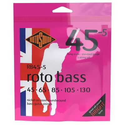 Rotosound RB45-5 elbassträngar 5-strängad, nickel 45–130, standard
