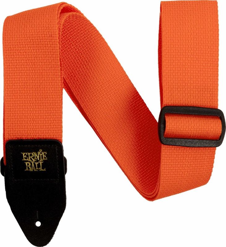 Ernie Ball 5353 Poly axelband Orange with Black Leather