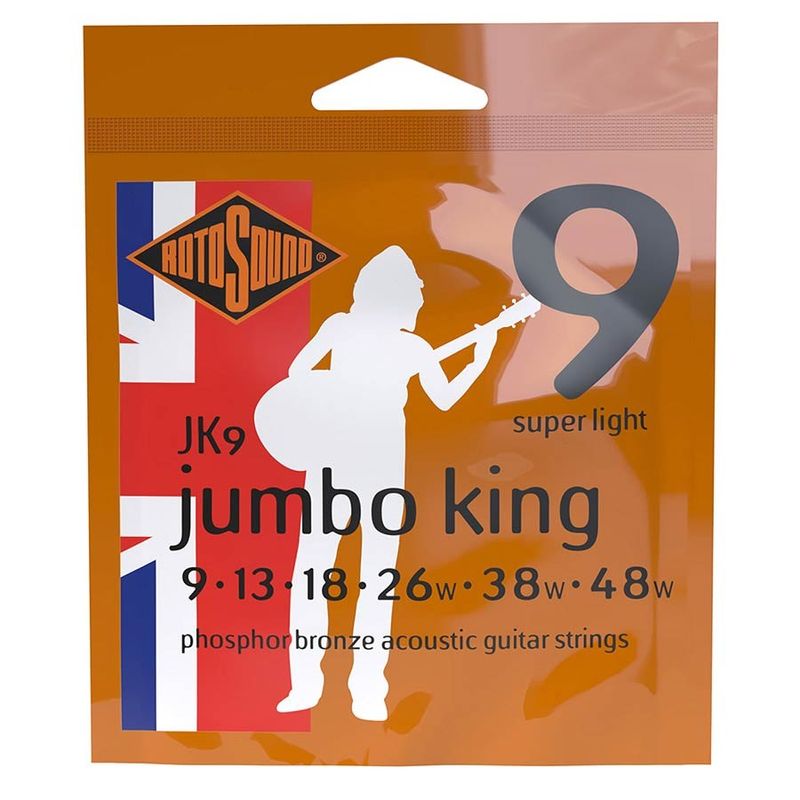 Rotosound JK9 Jumbo King akustiska gitarrsträngar, phosphor bronze 9–48, super light