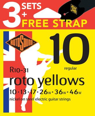 Rotosound R10-31 elgitarrsträngar, nickel 10–46, regular