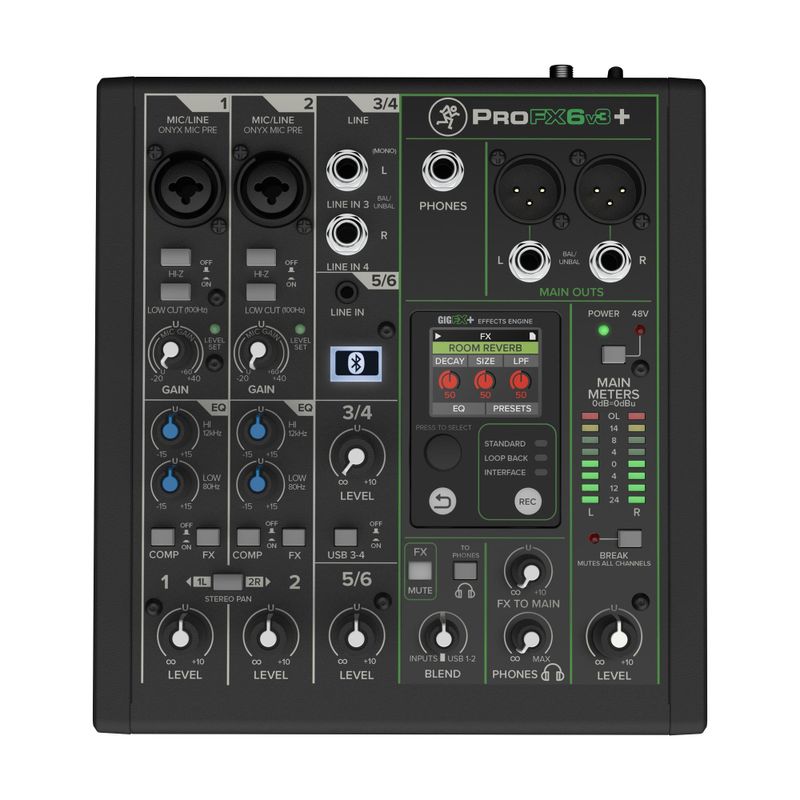 Mackie Profx6v3plus 6-channel analog mixer with enhanced FX USB recording modes a