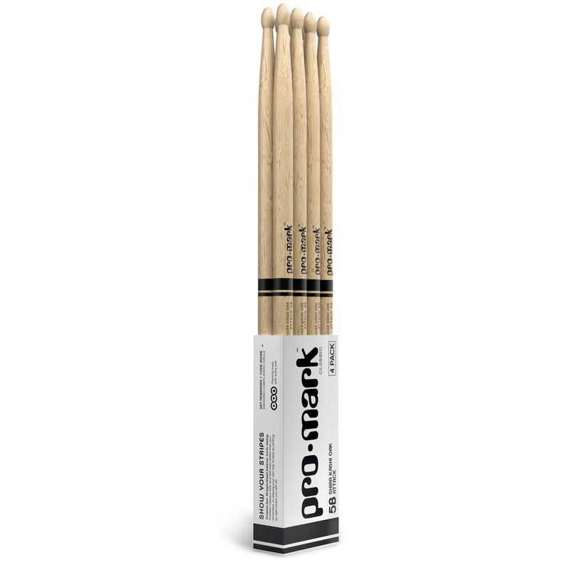 Promark PW5BW-4P trumstockar Classic Attack, 5B, ek, 4-pack, oval spets