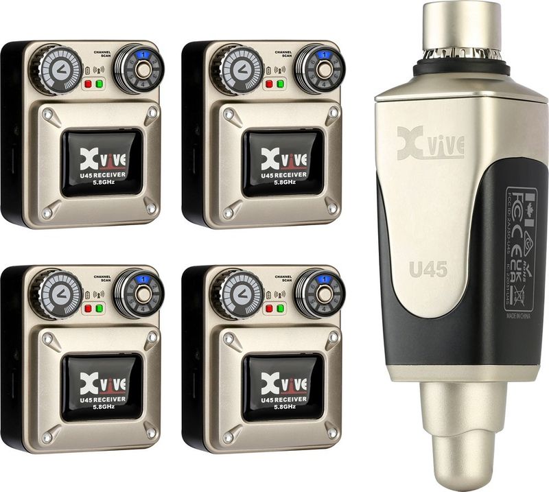 Xvive U45R4 trådlöst in-ear-system med fyra mottagare