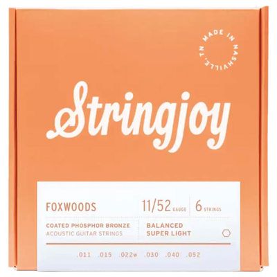 Stringjoy SJ-FW1152 Foxwoods akustiska gitarrsträngar, belagd phosphor bronze 11–52, super light