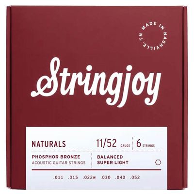 Stringjoy SJ-NB1152 Naturals akustiska gitarrsträngar, phosphor bronze 11–52, super light
