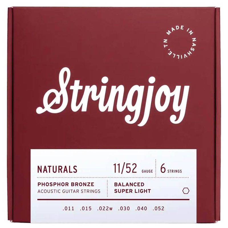 Stringjoy SJ-NB1152 Naturals akustiska gitarrsträngar, phosphor bronze 11–52, super light