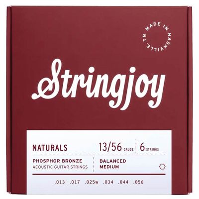 Stringjoy SJ-NB1356 Naturals akustiska gitarrsträngar, phosphor bronze 13–56, medium