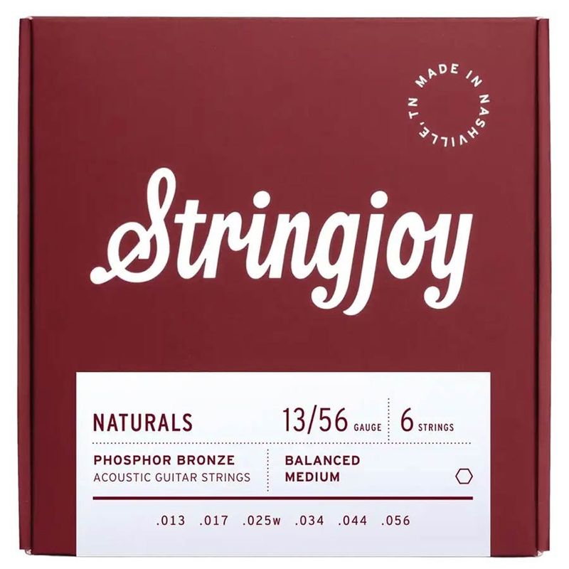 Stringjoy SJ-NB1356 Naturals akustiska gitarrsträngar, phosphor bronze 13–56, medium