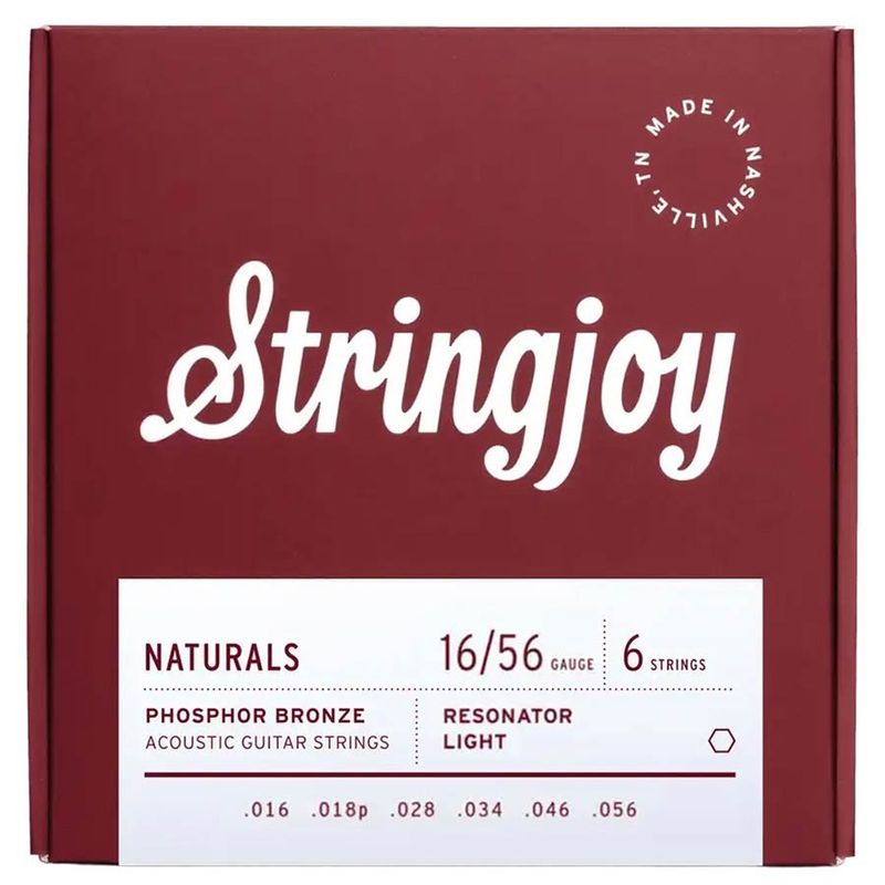 Stringjoy SJ-NB1656 Naturals akustiska gitarrsträngar, phosphor bronze 16–56, resonator