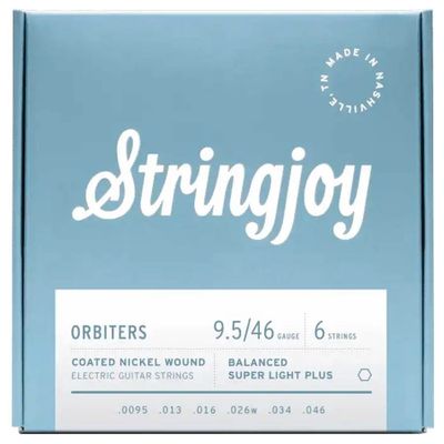 Stringjoy SJ-OR09546 Orbiters elgitarrsträngar, belagd nickel 9,5–46, balanced super light plus