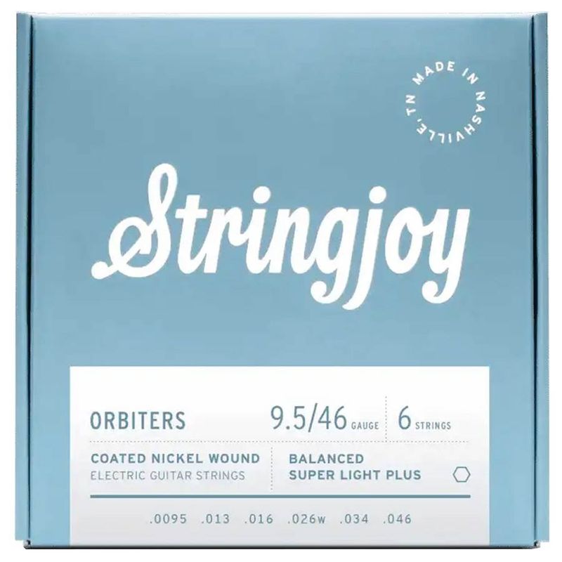 Stringjoy SJ-OR09546 Orbiters elgitarrsträngar, belagd nickel 9,5–46, balanced super light plus