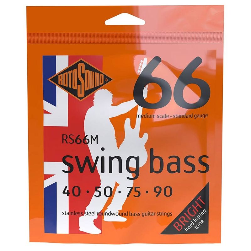 Rotosound RS66M Swing Bass 66 elbassträngar, rostfritt stål 40–90, medium, medium scale