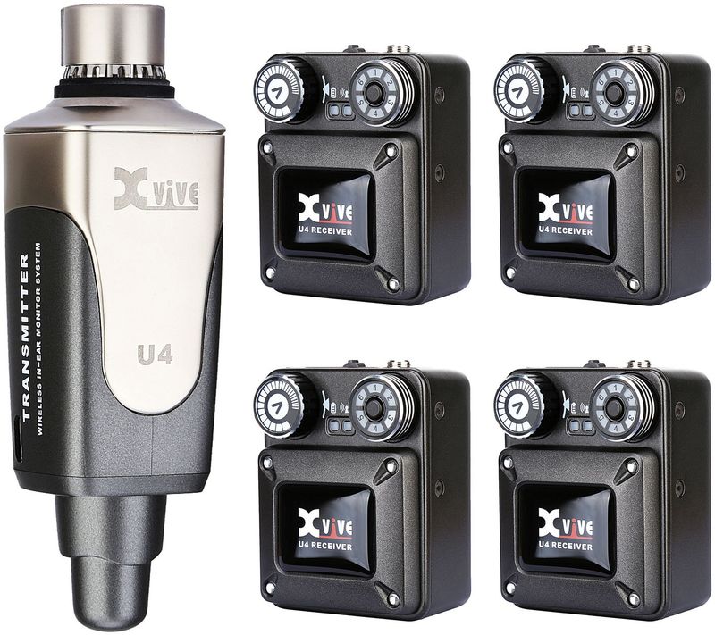 Xvive U4R4 trådlöst in-ear-system med fyra mottagare
