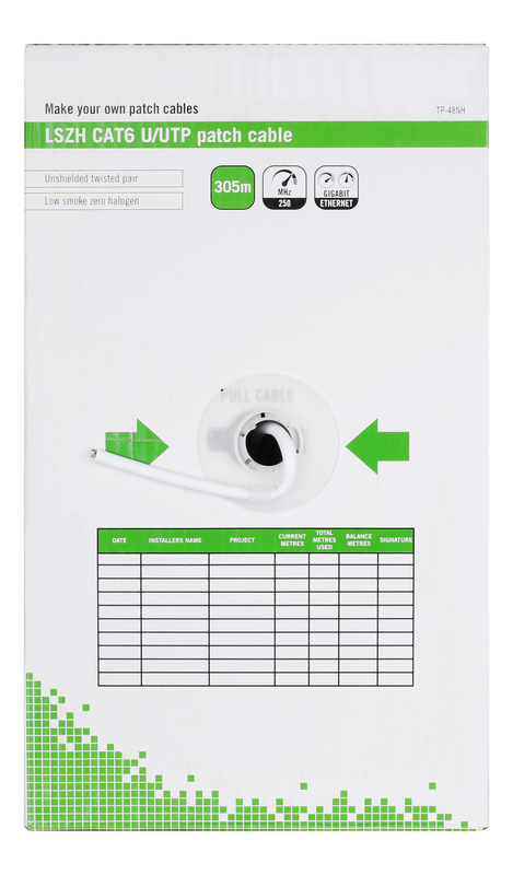 DELTACO U/UTP Cat6 patchkabel, 305m box, 250MHz, LSZH, vit