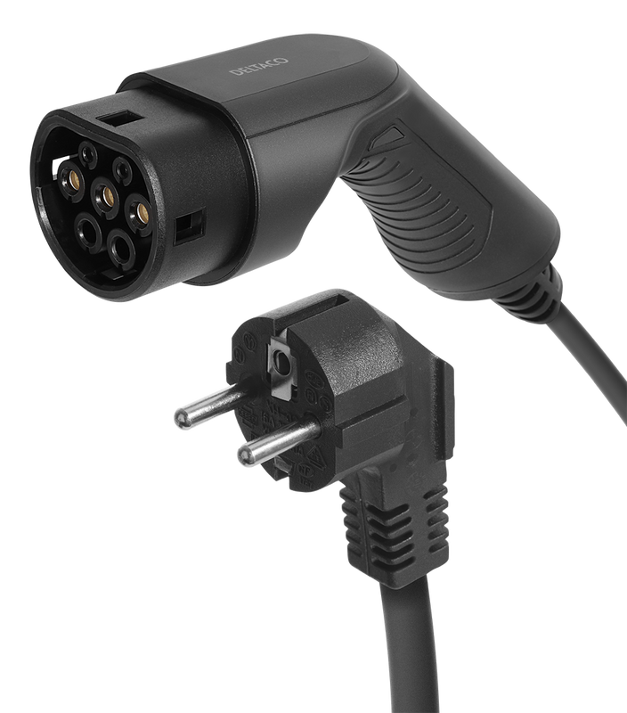 e-Charge laddkabel, Schuko till typ 2, 1 fas, 3,6KW, 5m, svart