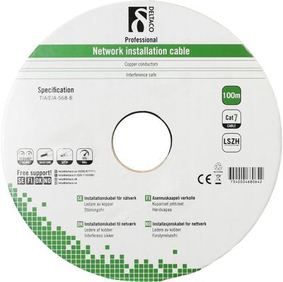 DELTACO S/FTP installationskabel Cat7,  LSZH, 100m, vit