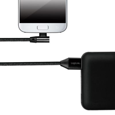 Vinklad MicroUSB-kabel USB 2.0 1m