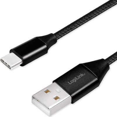 USB-USB-C Ladd/synk-kabel 15W 0,3m Textil
