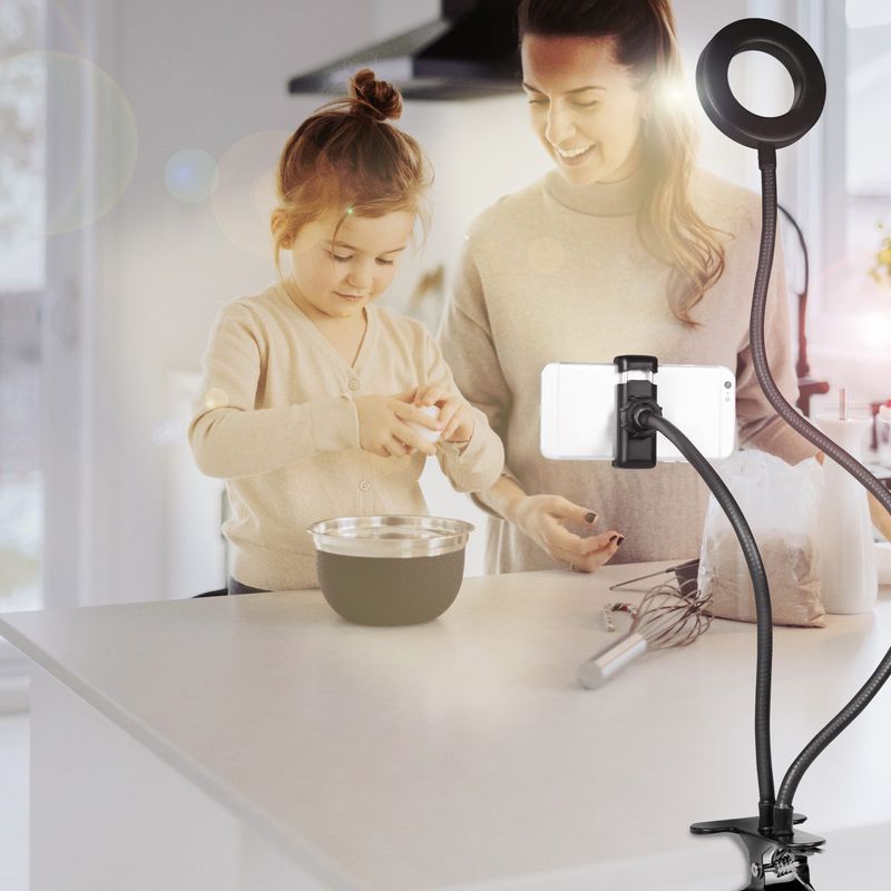 Ring light för smartphone Ø8,5 cm med klämma