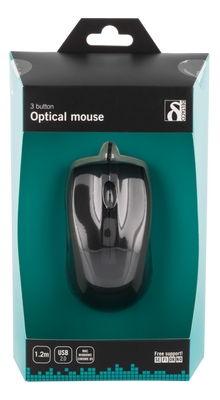 DELTACO trådad optisk mus, 3 knappar med scroll, 1200 DPI, svart