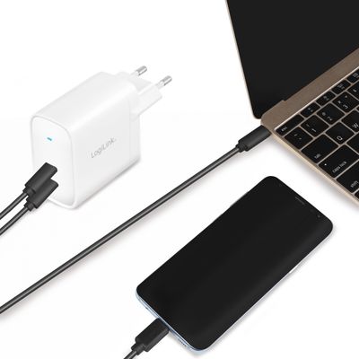 USB-laddare 2 x USB-C PD 65W GaN